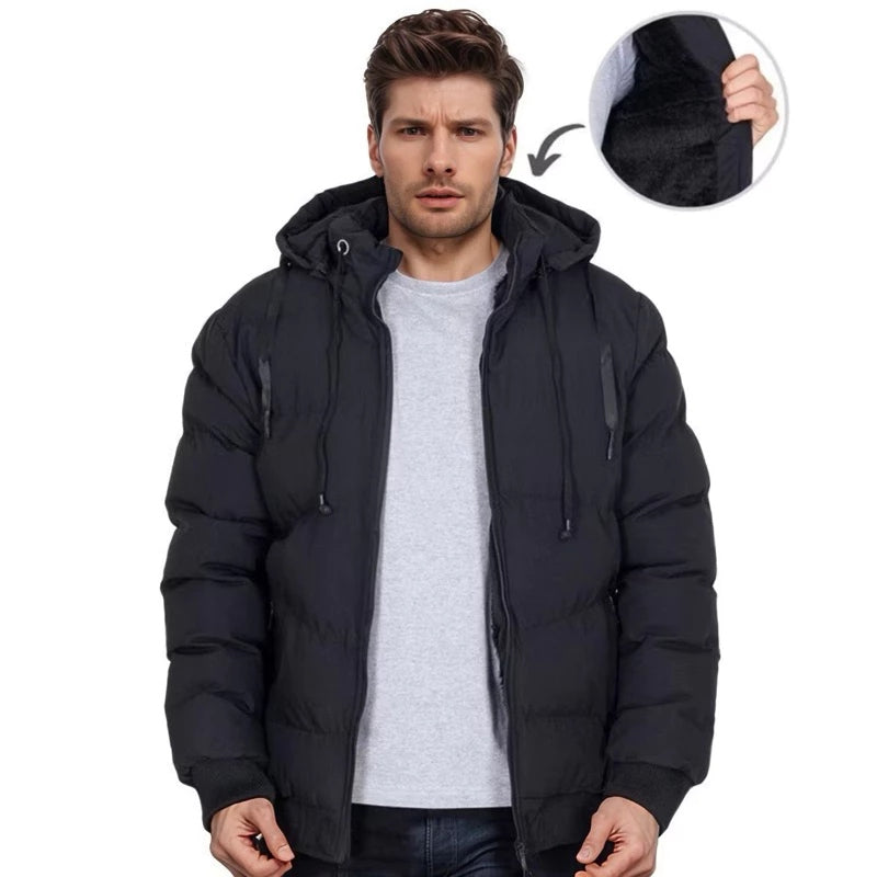 Casaco Masculino Peluciado com Capuz de Inverno